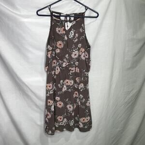 Maurices Keyhole Gray Floral Sleeveless Dress M
